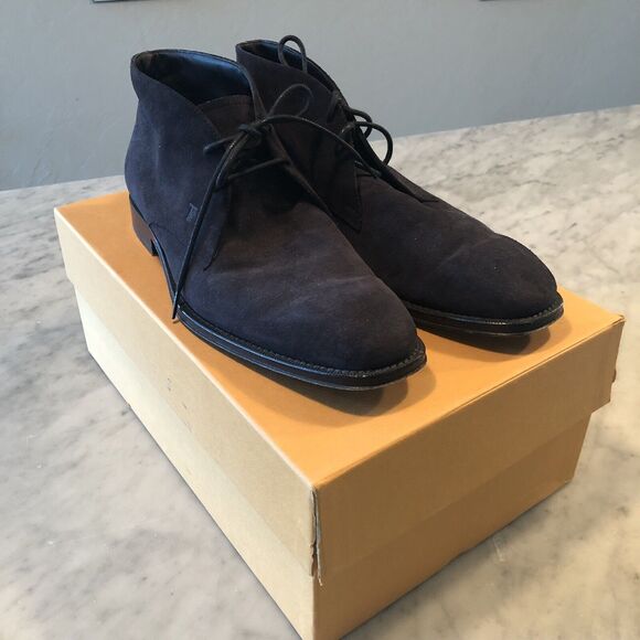 Tod’s Navy Blue Suede Chukka Boots Size 6.5 - Picture 1 of 5